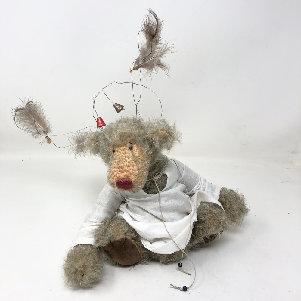 Vintage Zwergnase Aloisius Artist Teddy Bear 9" Jointed Gray Mohair Feather Wire